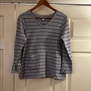 J. Jill Heather Gray and Black Striped Sweater